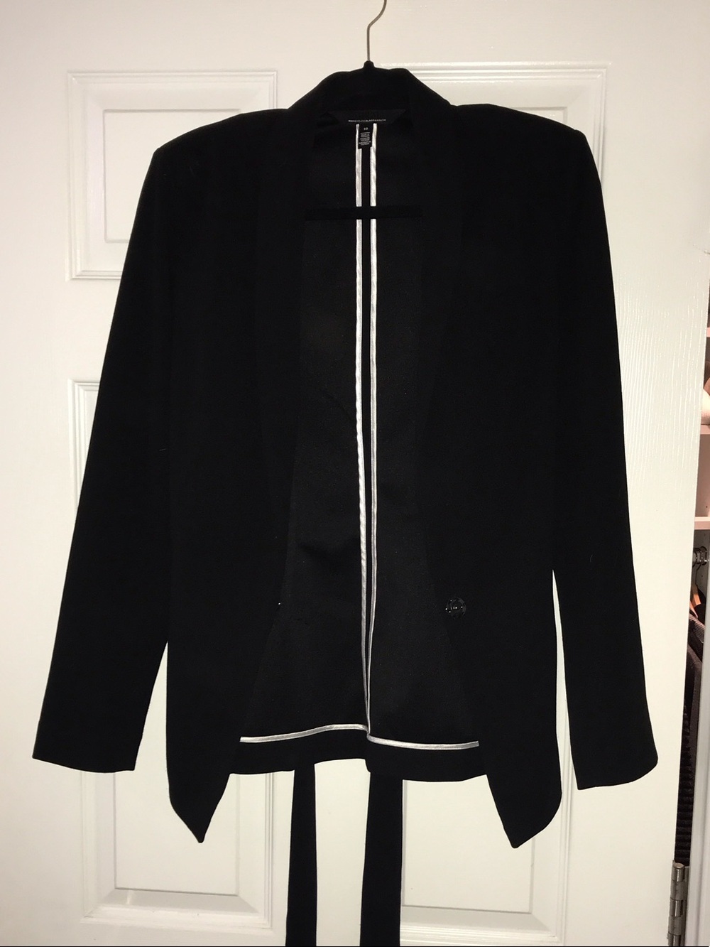 White House Black Market Black Open-Front Blazer with Contrast Trim